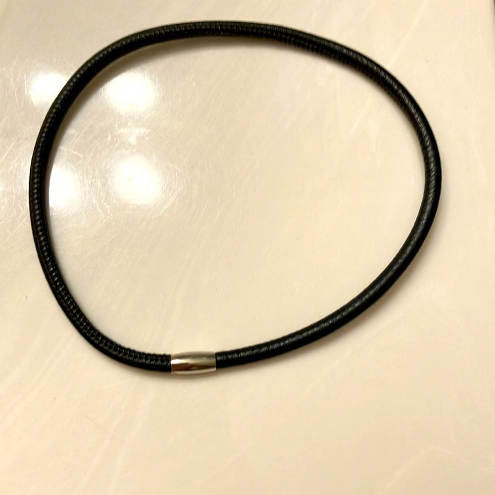 Brighton black leather cord choker